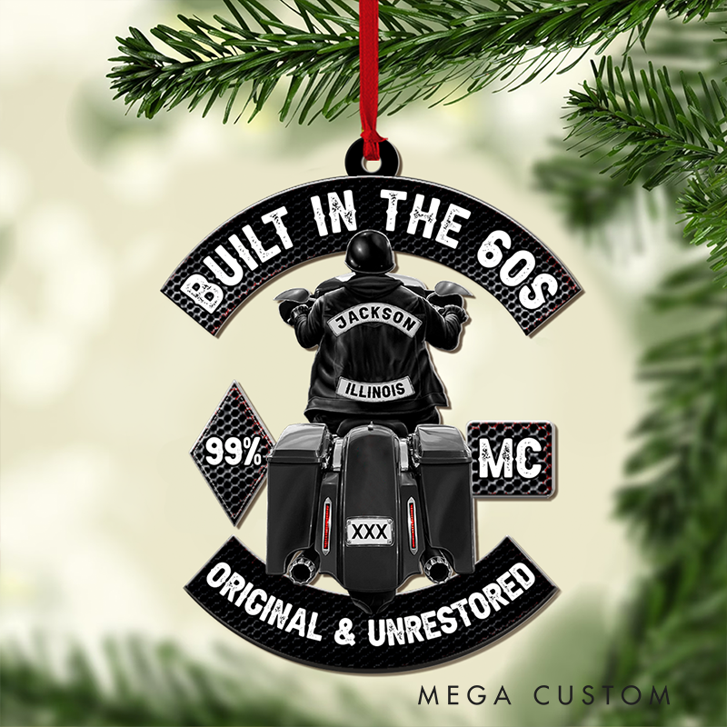 Personalized Biker Ornament Custom Name Text and Plate Number Motorcycle Christmas Decoration Gift for Riders and Motorcycle Lovers