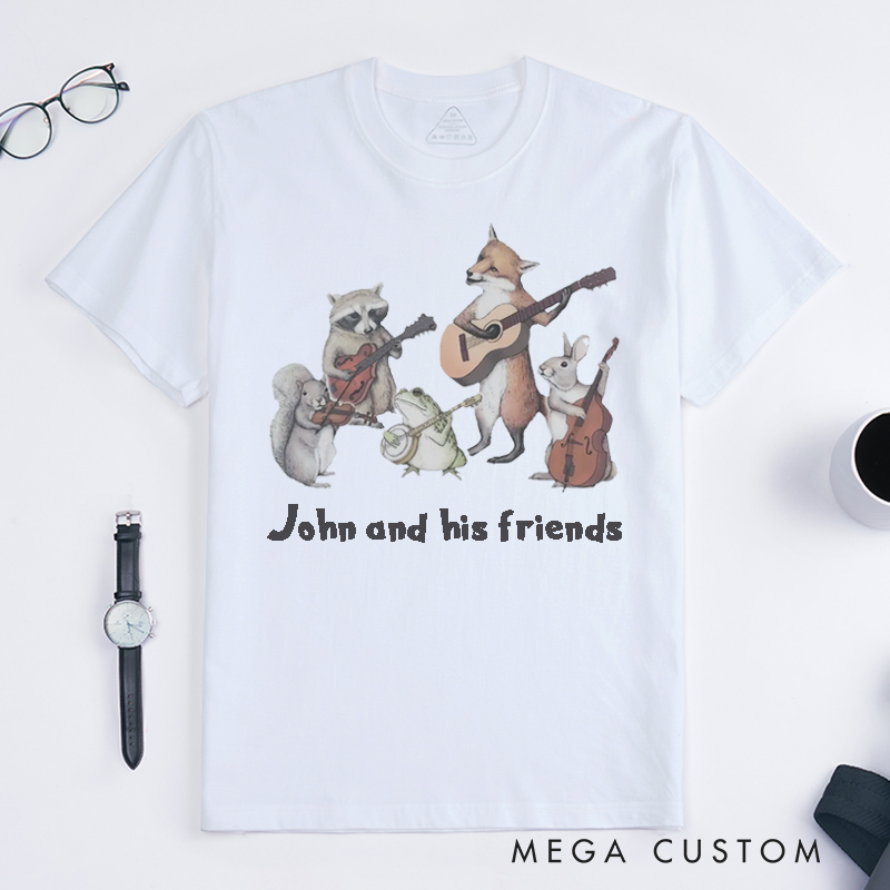Personalized Animal Band Classic T-Shirts Custom Name Animal Friends Music Group Gift for Mens Womens Cute Animal Musician for Birthday Concert
