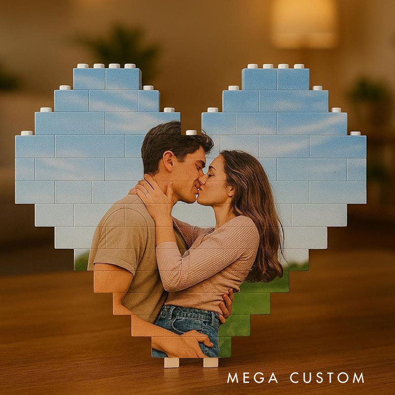 Personalized Couple Photo Building Blocks Custom Newlyweds Photo Blocks Valentine's Day Gift for Boyfriend Girlfriend Husband Wife Anniversary Gift