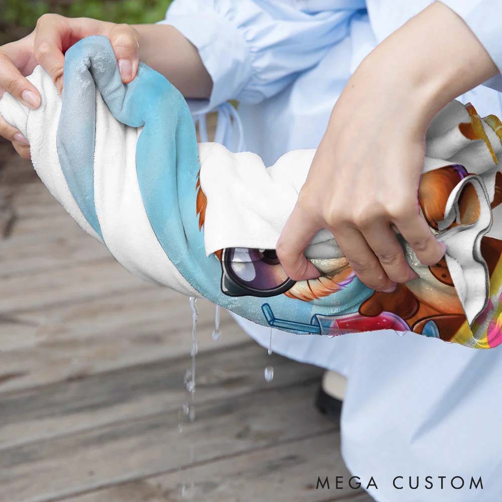 Personalized Pet Lover Cute Cat Animals Beach Towel