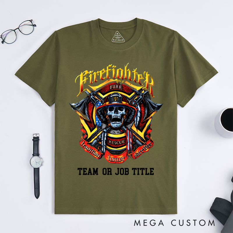Personalized Fireman T-Shirt Firefighter Skull Tribute Design Gift for Firefighter T-Shirt