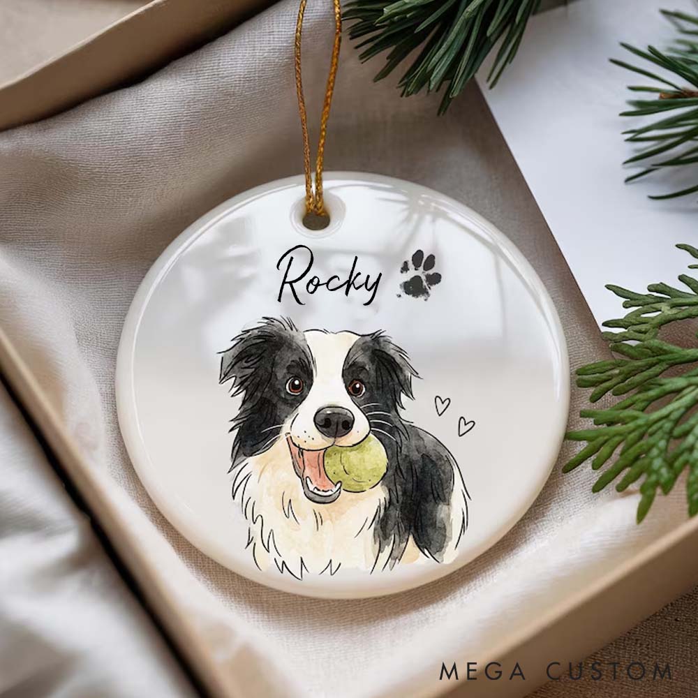 Personalized Pet Lover Watercolor Pet Photo Ornament