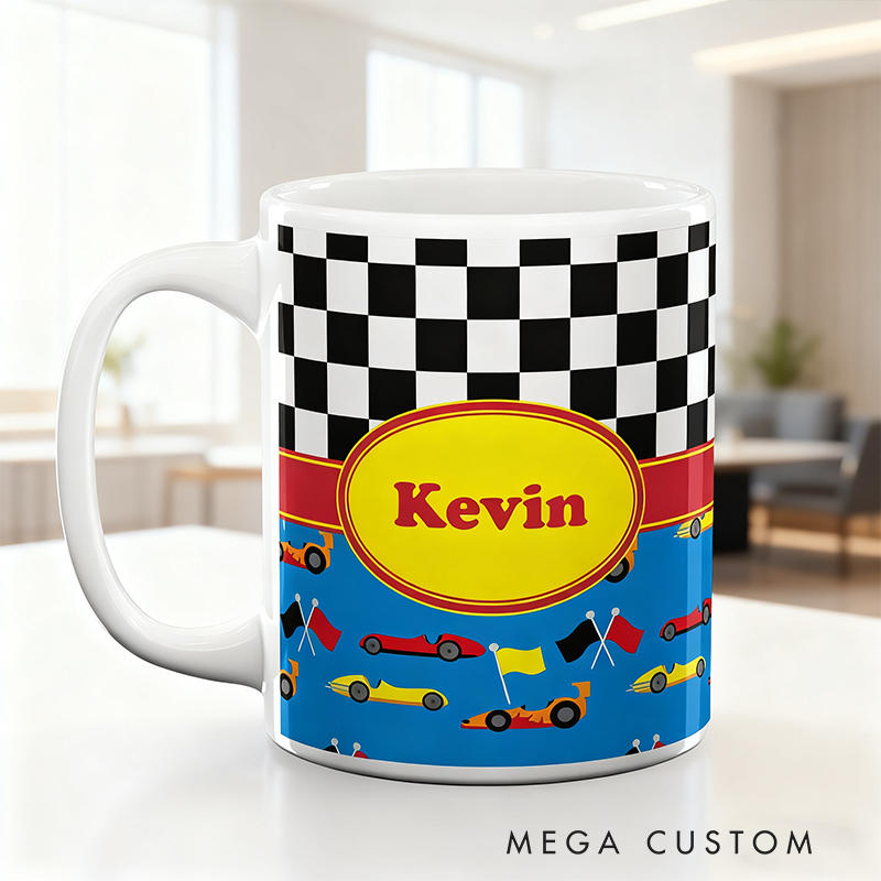 Personalized Ceramic Mug Custom Name Mug Gift for Racer and Racing Lovers