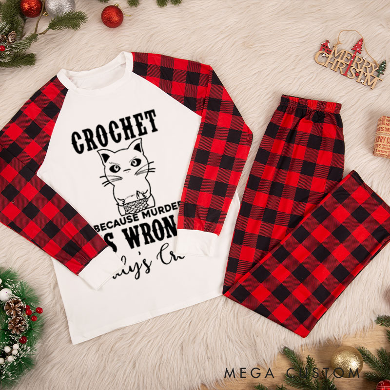 Personalized Knitting Christmas Pajama Sets Funny Christmas Pajama Sets Christmas Pajama Sets Gift for Knitting Lovers