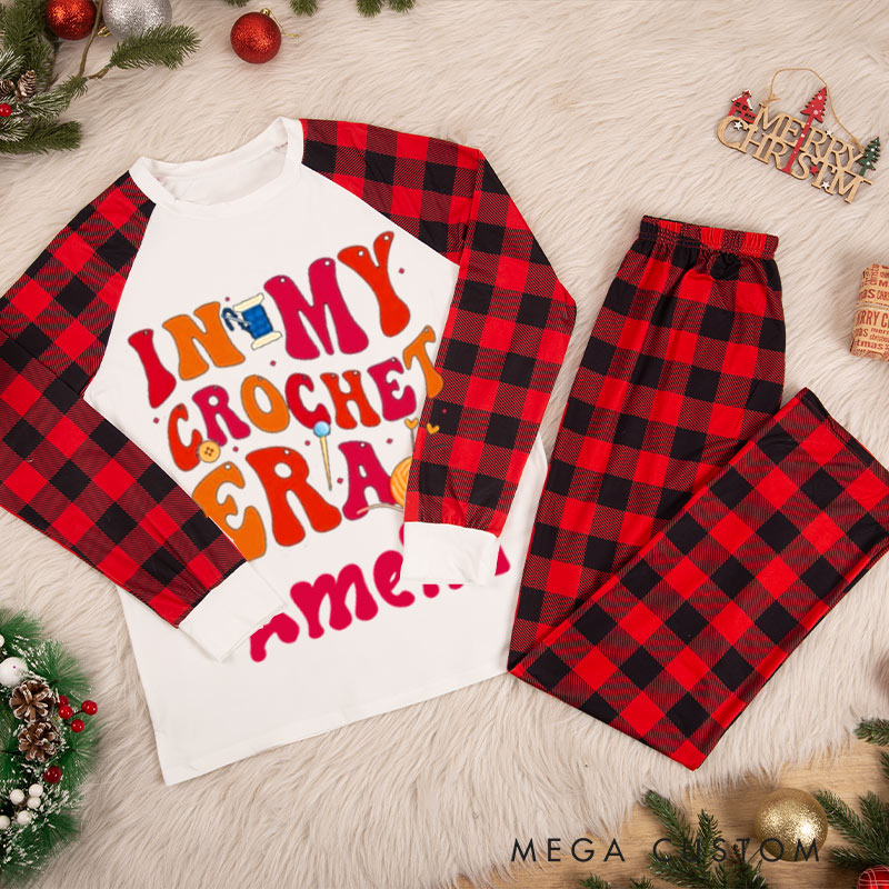 Personalized Knitting Christmas Pajama Sets Funny Christmas Pajama Sets In My Crochet Era Gift for Knitting Lovers