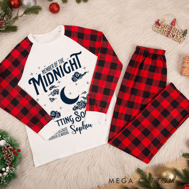 Personalized Knitting Christmas Pajama Sets Funny Christmas Pajama Sets Midnight Knitting Society Gift for Knitting Lovers