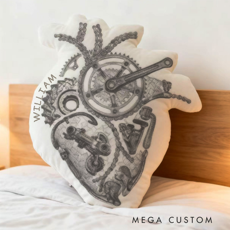 Personalized Bicycle Art Print Pillow Vintage Bike MTB Bicycle Funny Bike Riding Bicycle Gifts Pillow for Cycling Enthusiasts Soft and Funny Home Decor