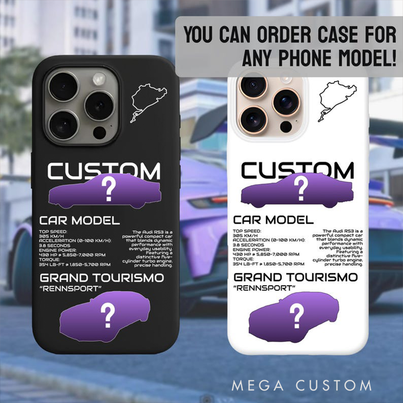Personalized Custom Car Model Phone Case Racing Spec Design Gift for Car Lovers and Racing Lovers