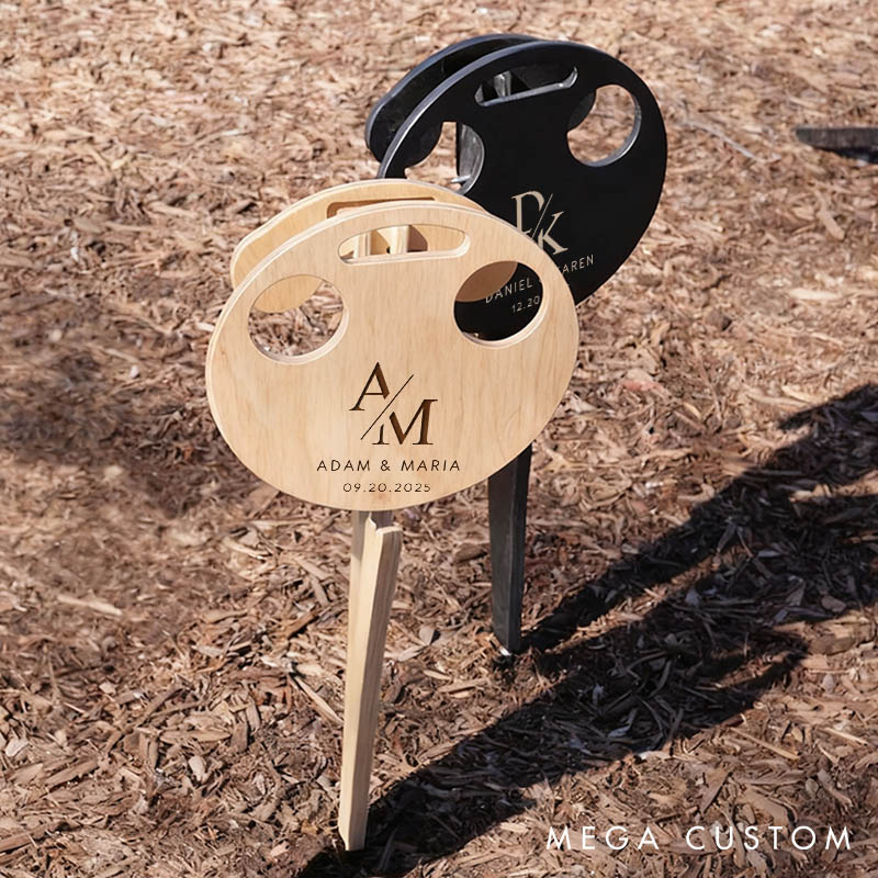 Personalized Couple Wooden Beer Table Custom Newlyweds Folding Concert Cocktail Table Anniversary Gift for Husband Wife Beach Beer Accessories