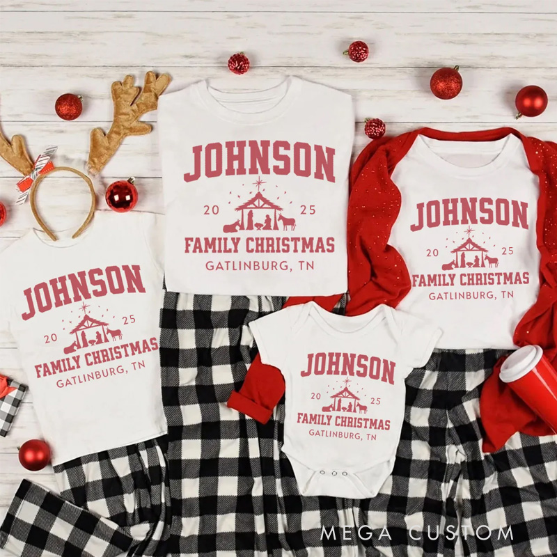 Personalized Family Christmas T-Shirts with Name Christian Gift Christmas Gift for Family