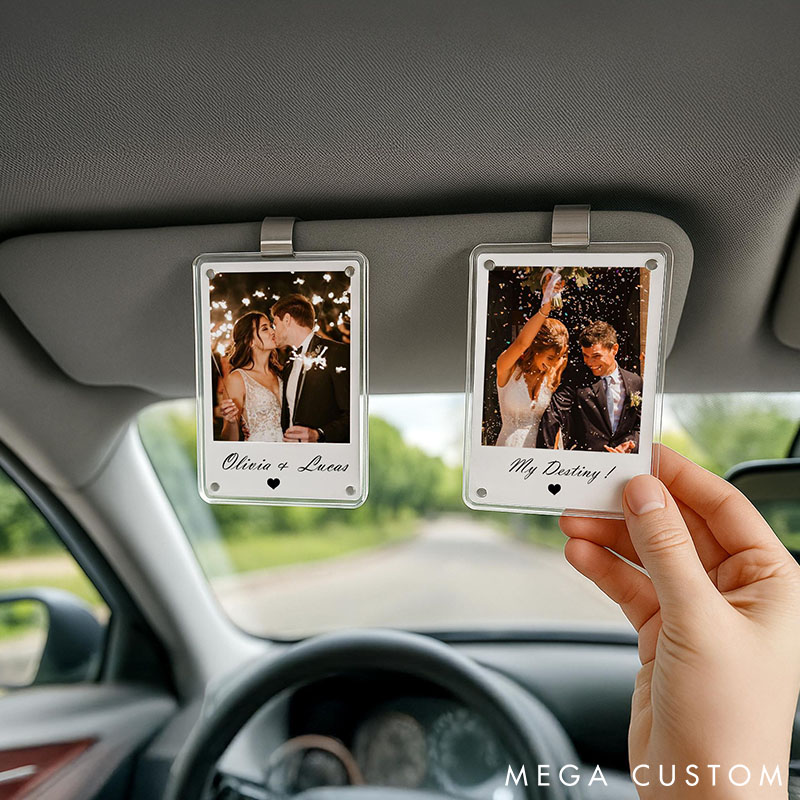 Personalized Photo Car Visor Clip Custom Gift for Him Anniversary Romantic Drive Safe Gift Unique Couples Keepsake Car Photo Frame