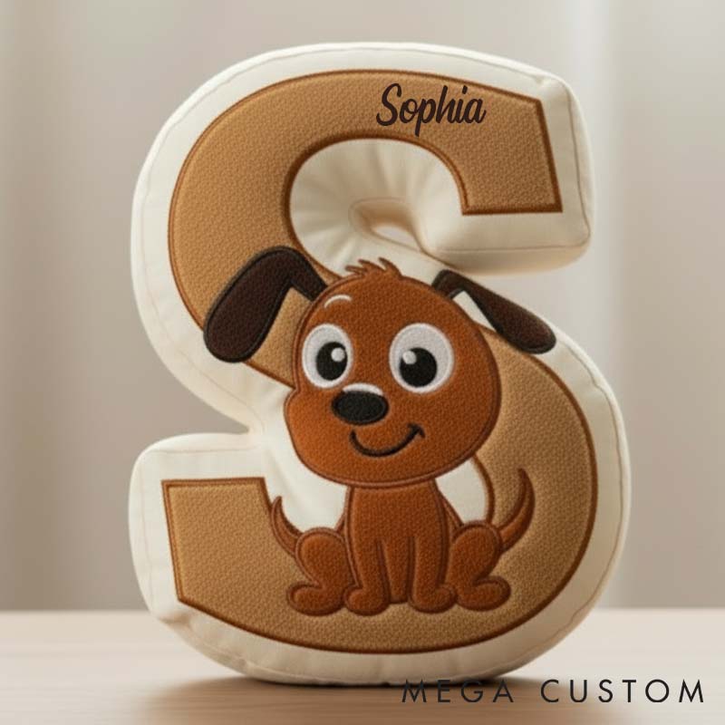 Personalized Dog Lover Letter Pillow with Dog Custom Name Design