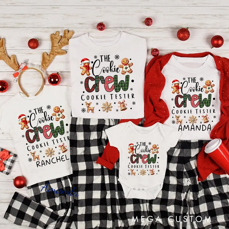 Personalized Name Family Matching Christmas T-Shirt Baking Tester Shirt With Name Matching Family Christmas Tshirt