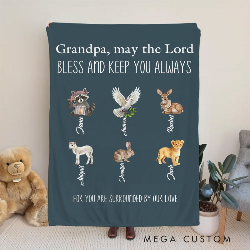 Personalized Grandpa may the Lord Bless you Soft Throw Blanket with Name Home Decor Religious Gift Faith Gift for Grandfather Grandpa