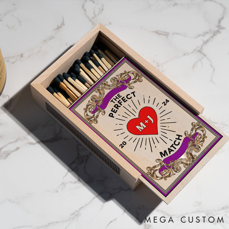 Personalized Couples Matchbox Custom Date Night Matchbox Christmas Dinner Matchbox without Match Wedding Gift for Couple Anniversary Gift Matchbox 