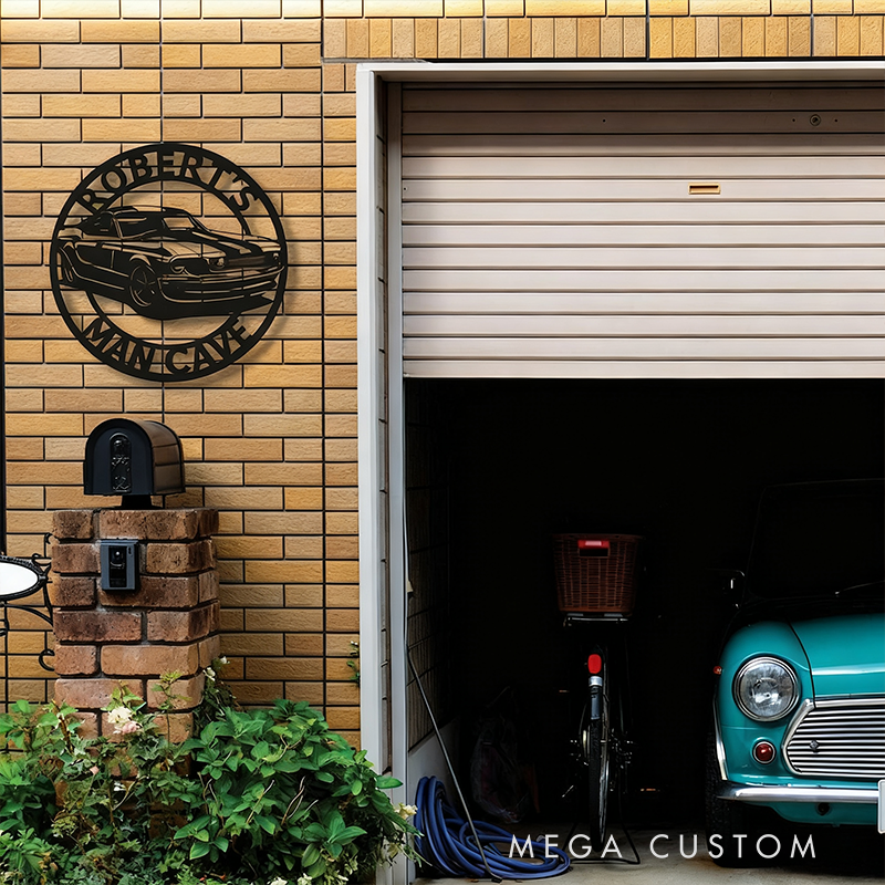 Custom Metal Garage Sign Personalized Car Garage Wall Decor with Name Man Cave Workshop Wall Art Gift for Racer and Racing Lovers