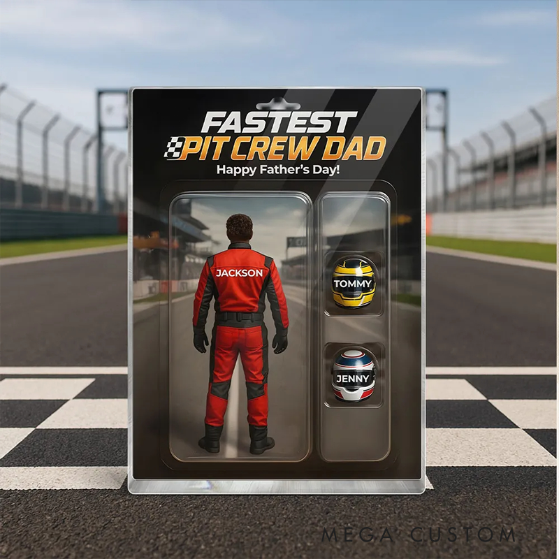 Personalized Fastest Pit Crew Dad With Kids' Names Acrylic Block Plaque Gifts