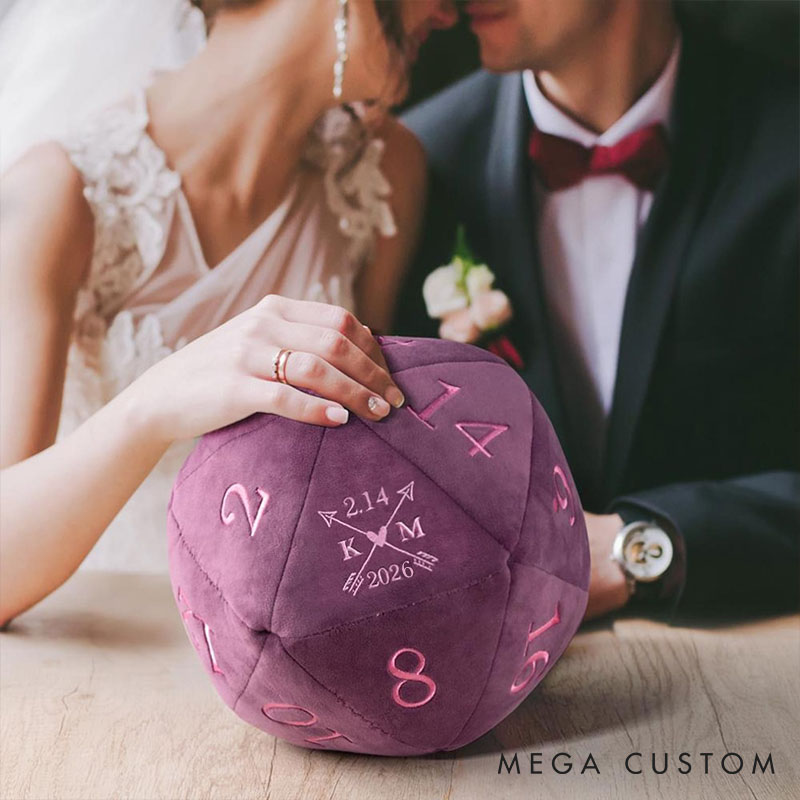 Personalized Couple Date Night Dice Pillow Custom Newlyweds DND Role Game Cushion Wedding Valentine's Day Gift for Husband Wife Boyfriend Girlfriend