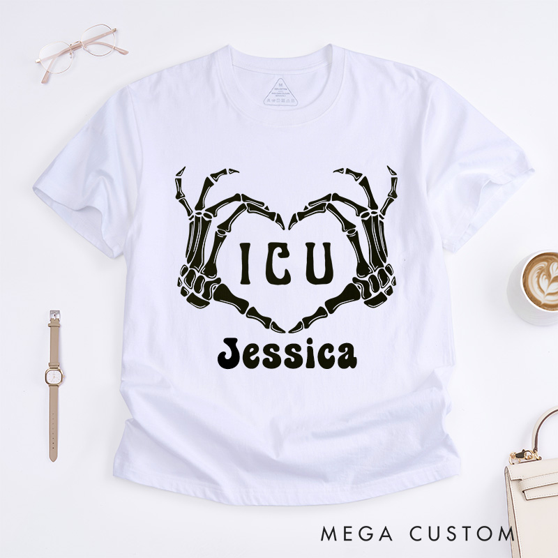 Personalized Nurse T-Shirts ICU Love Fashion Design T-Shirts