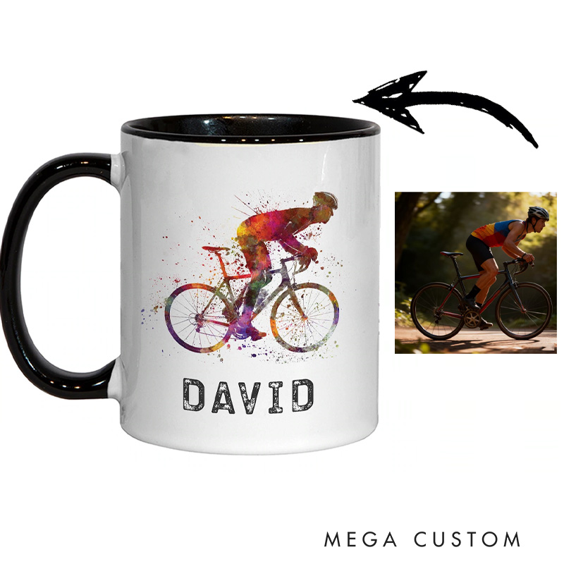 Personalized Cycling Mug Gift Great Gift for Cyclists Road Bicycle Bike Biker Design
