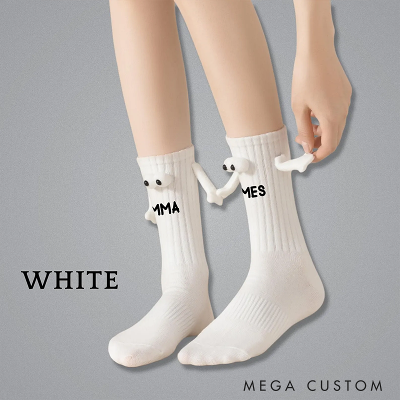 Personalized Couple Cute 3D Pop-out Eyes Socks Funny Magnetic Holding Hands Couple Socks for Lover