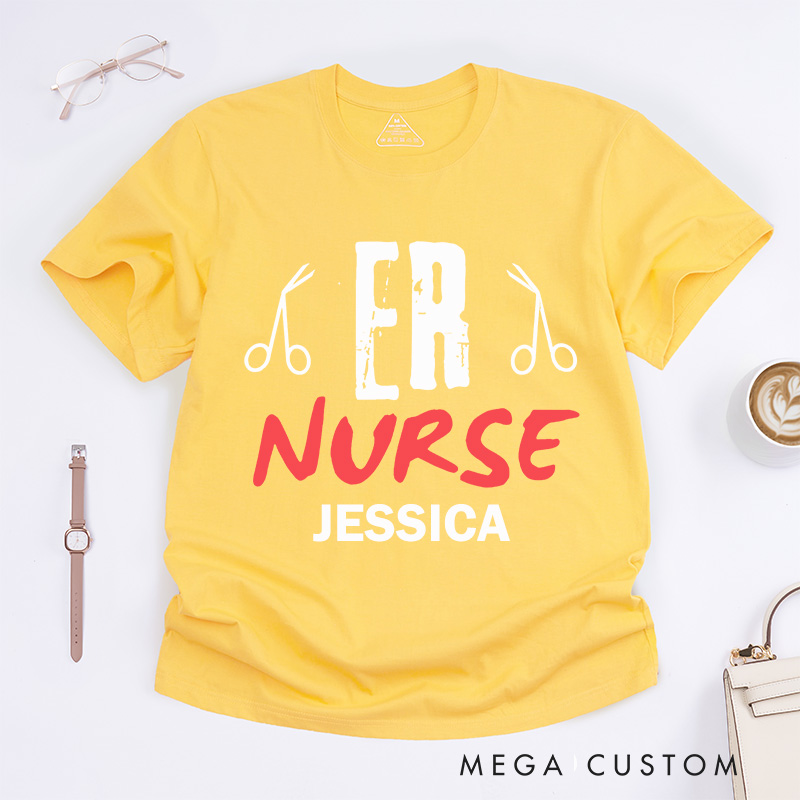 Personalized Nurse T-Shirts ER Nurse Bold Fashion Design T-Shirts