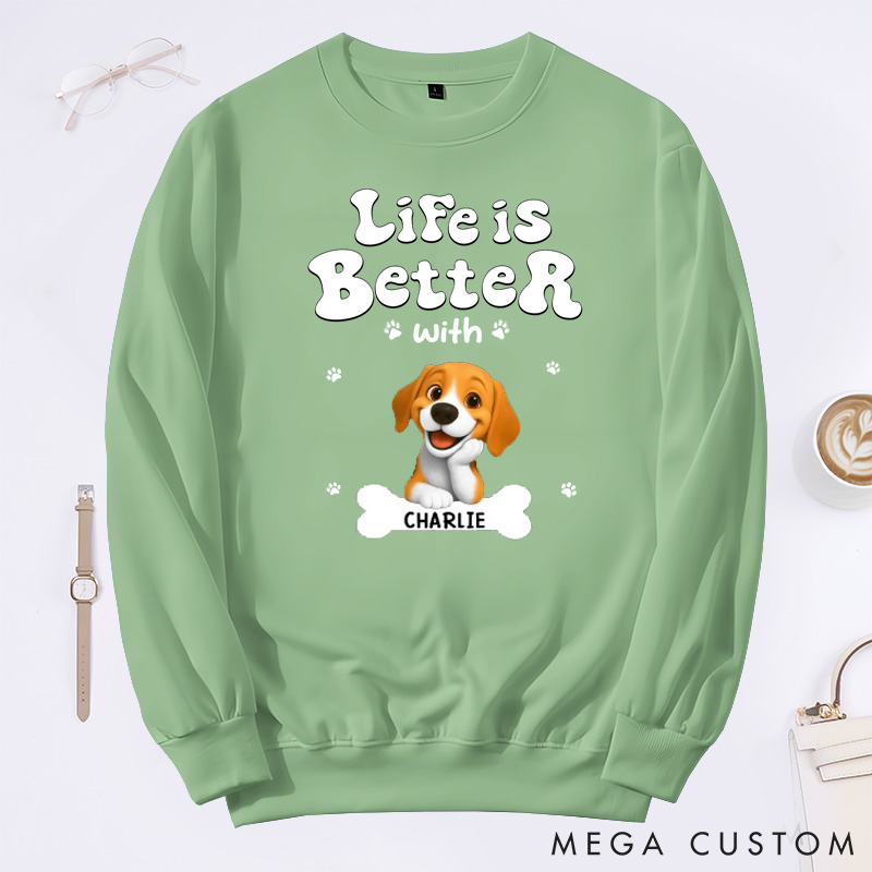 Personalized Dog Lover Living the Best Life Classic Sweatshirts