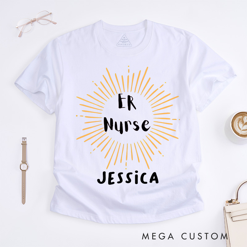 Personalized Nurse T-Shirts Radiant ER Nurse Fashion Design T-Shirts
