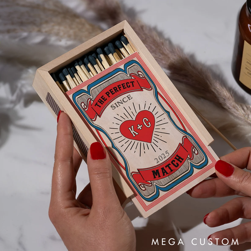 Personalized Couples Matchbox Wood Custom Date Night Matchbox Christmas Dinner Matchbox Wedding Gift for Couple Anniversary Gift