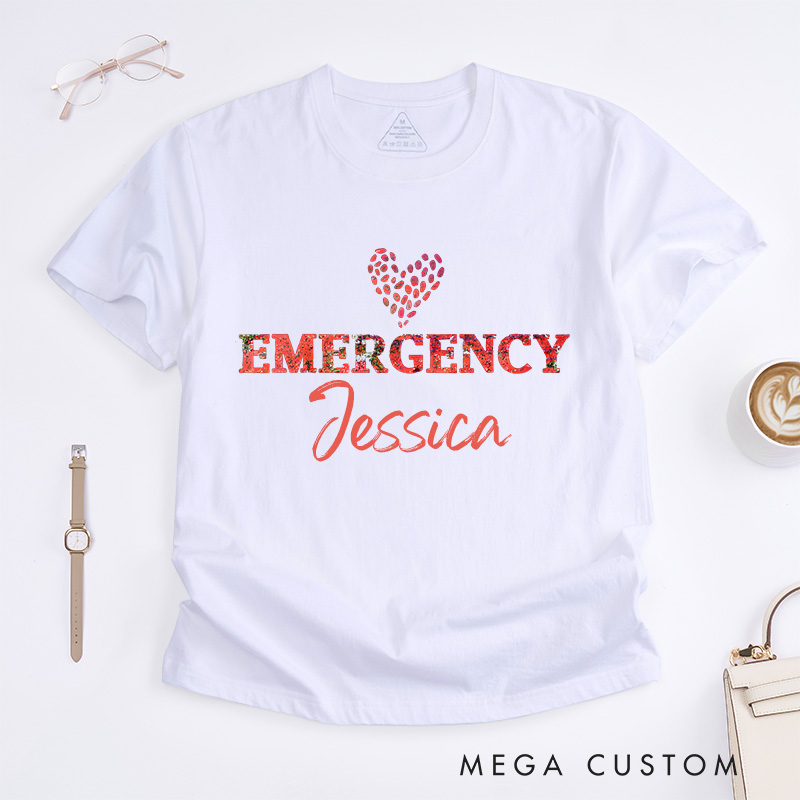 Personalized Nurse T-Shirts Floral Emergency Nurse Fashion Design T-Shirts
