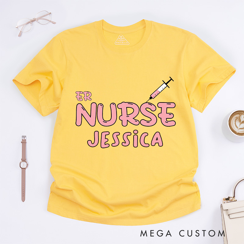Personalized Nurse T-Shirts Playful ER Nurse Fashion Design T-Shirts