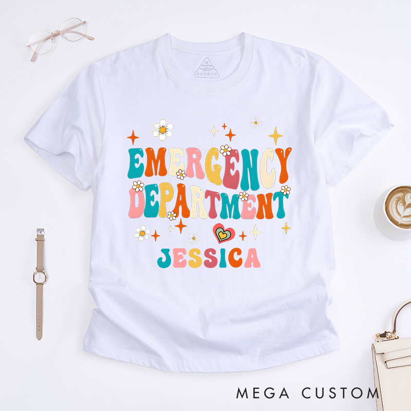 Personalized Nurse T-Shirts Colorful Emergency Department Fashion Design T-Shirts