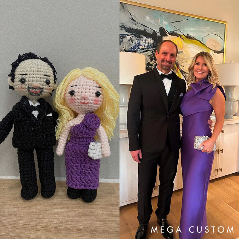 Personalized Couple Portrait Doll Custom Couple Doll Crochet Wedding Gift Anniversary Gift Him Her Christmas Portrait Doll Gift
