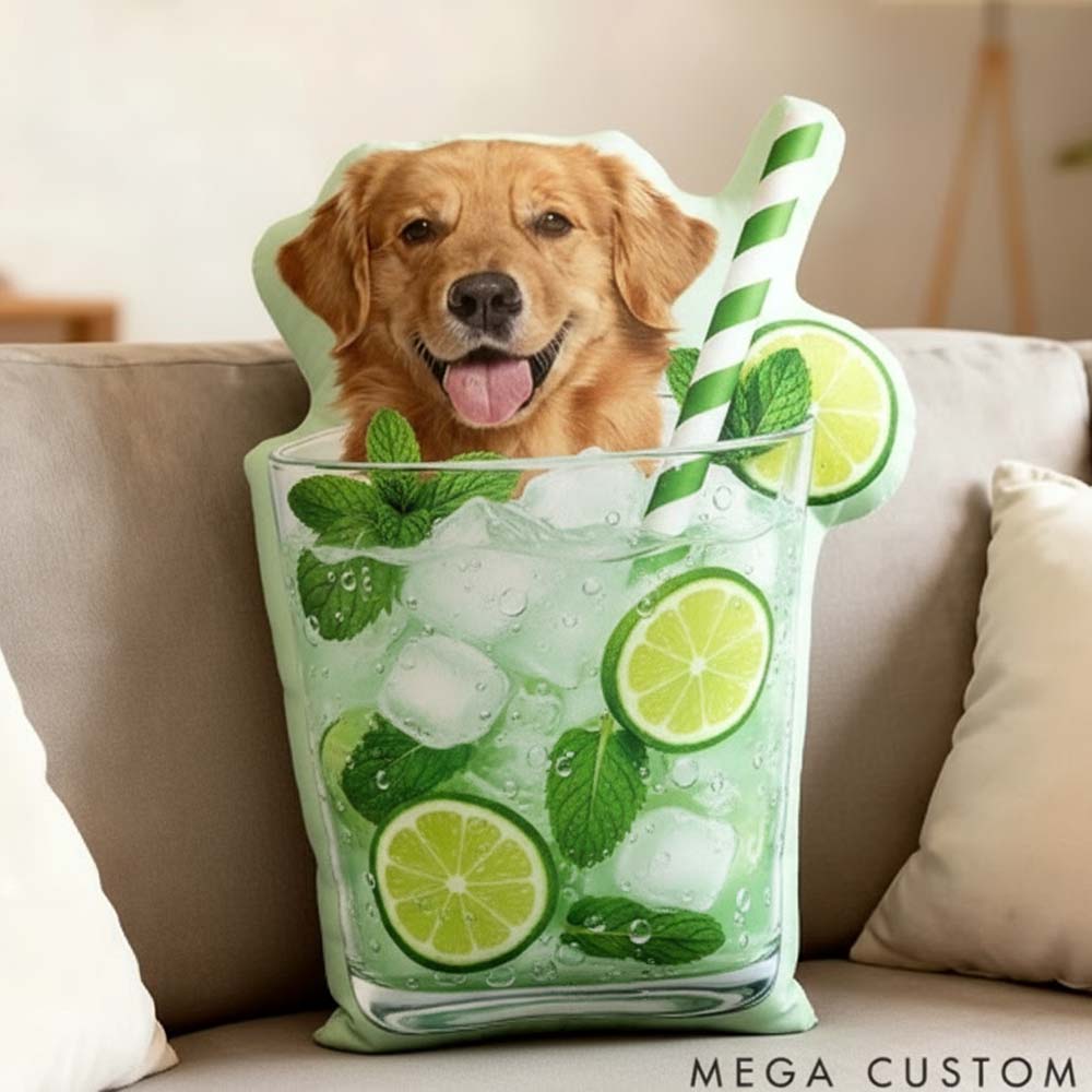 Personalized Pet Lover Drink and Custom Photo Cute Pillow