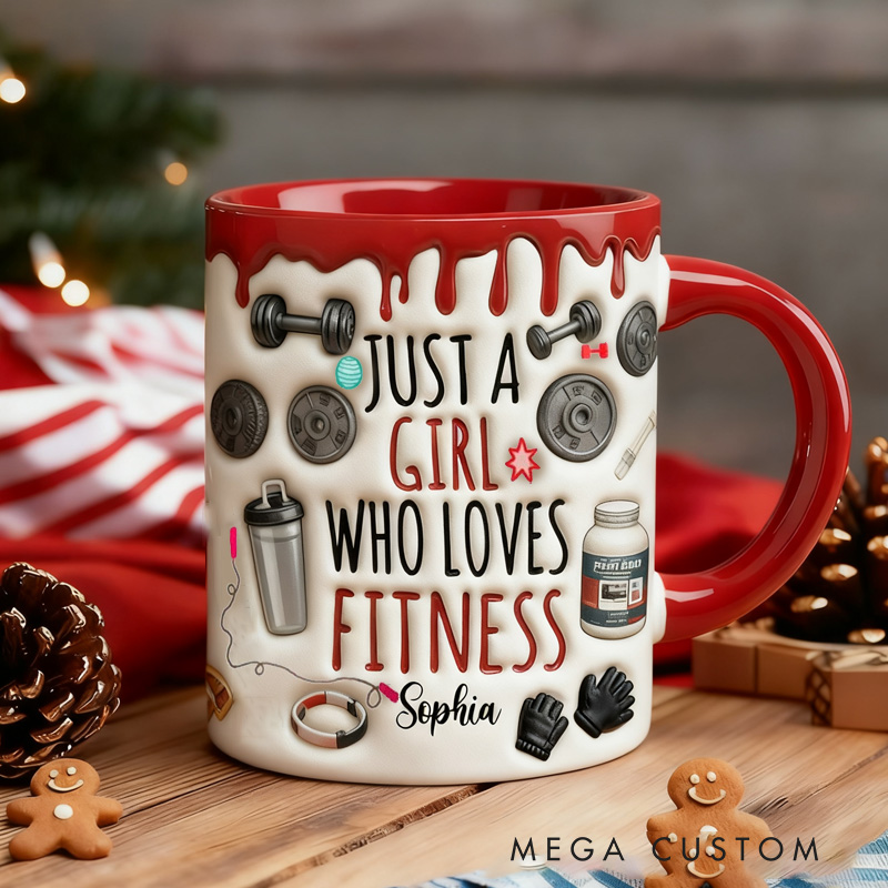 Personalized Just A Girl Who Loves Fitness Gym Mug Gift for Her Kid Weightlift Gym Gift Lovers