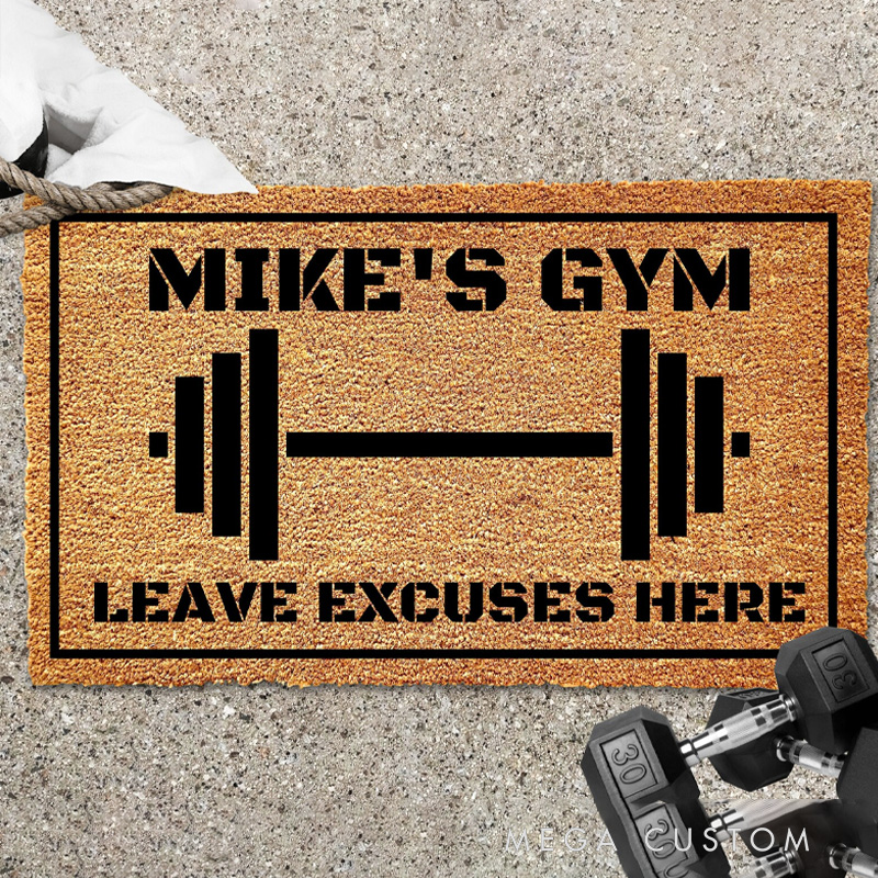 Personalized Custom Gym Door Mat Welcome Mat Weight Room Doormat Work Out Doormat