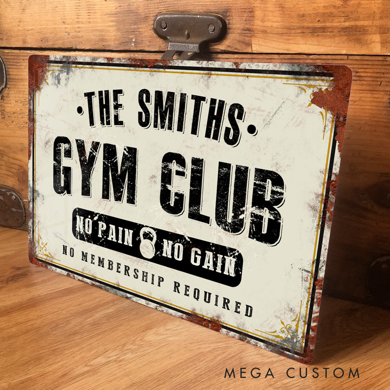 Personalized Home Gym Sign Metal Wall Door Signage Fitness Room Decor Vintage Retro Tin Plaque