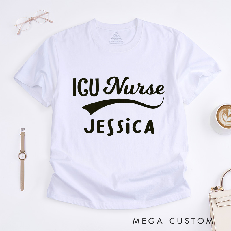 Personalized Nurse T-Shirts Elegant ICU Nurse Fashion Design T-Shirts