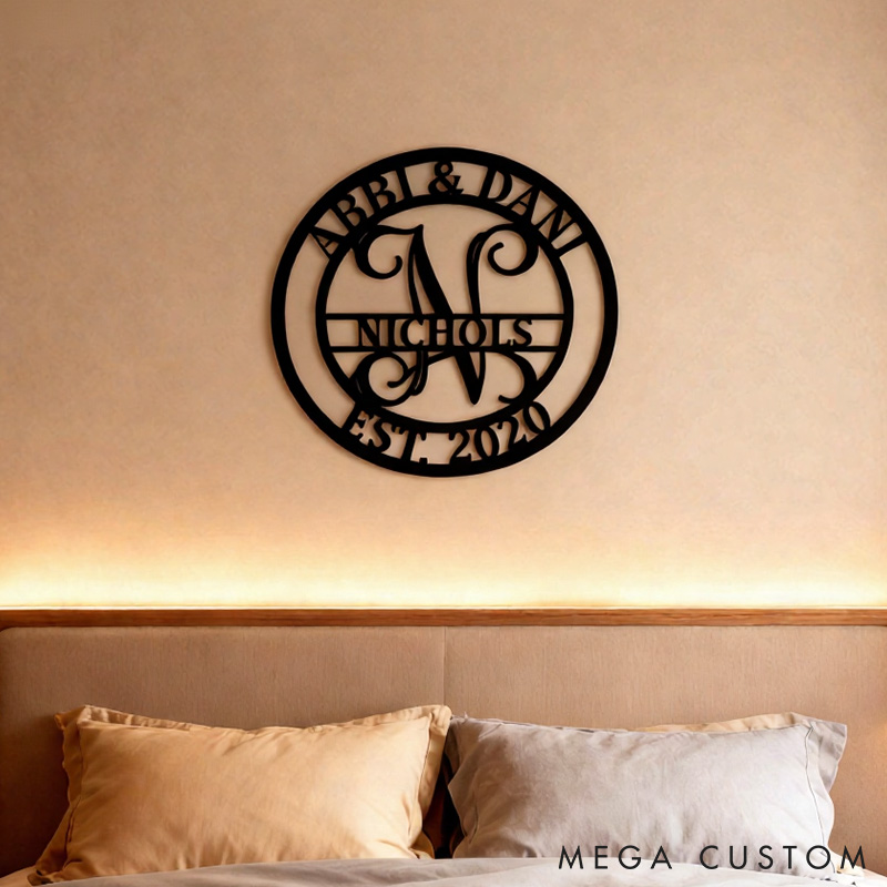 Personalized Couple Name Metal Monogram Sign or Ornament Custom Last Name Sign Couple Wedding Gift Newlyweds Holiday Gift Anniversary Gift
