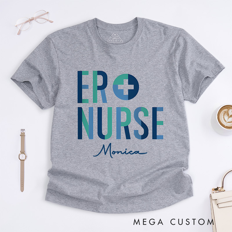Personalized Nurse T-Shirts Modern ER Nurse Fashion Design T-Shirts