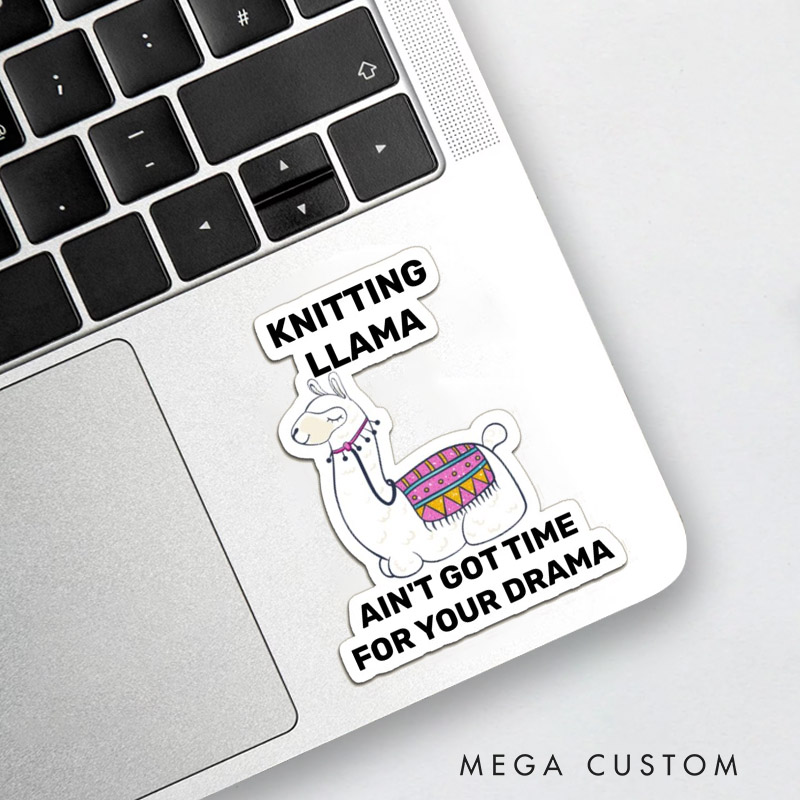 Personalized Knitting Llama Sticker for Knitting Lovers