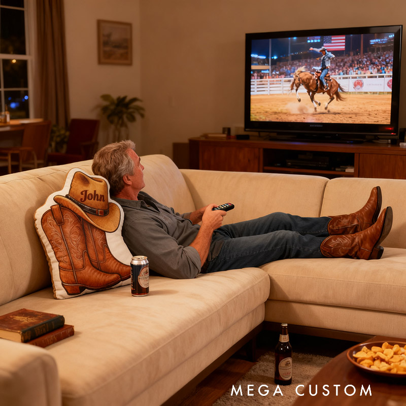 Personalized Cowboy Boots Cowboy Hats Cowboy Themed Pillow with Customizable Names Unique Decorative Cushion Perfect Gift for Western Cowboys and Music Lovers