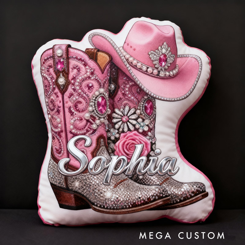 Personalized Cowboy Boots Cowboy Hats Cowboy Themed Pillow with Customizable Names Unique Decorative Cushion Perfect Gift for Her and Music Lovers