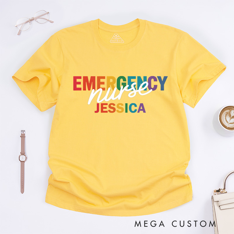 Personalized Nurse T-Shirts Vibrant Emergency Nurse Fashion Design T-Shirts