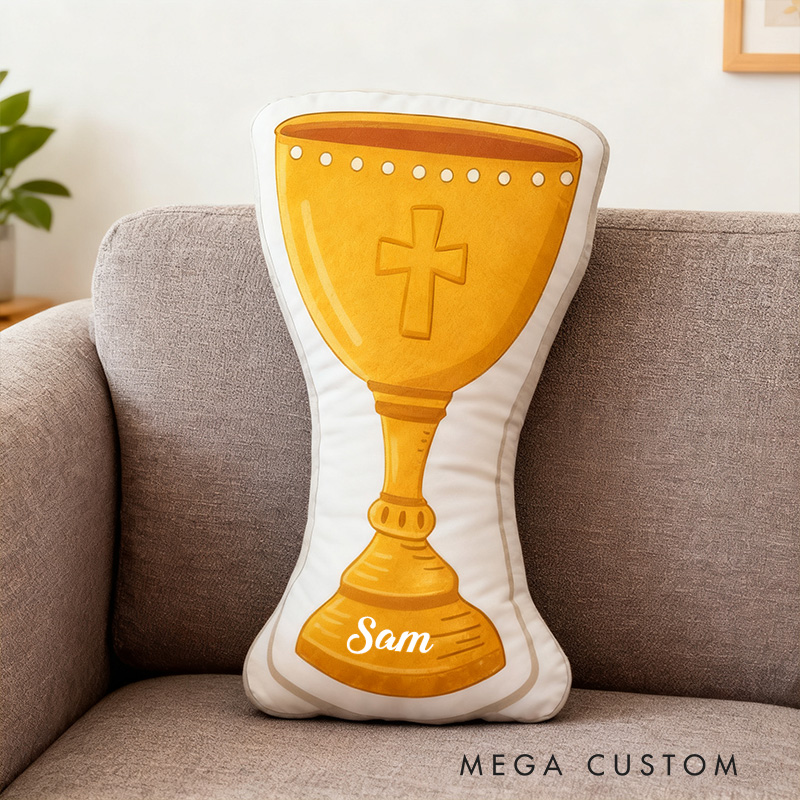 Personalized Chalice Pillow with Custom Name Home Decor Religious Pillow Catholic Gift Faith Gift Mass Pillow