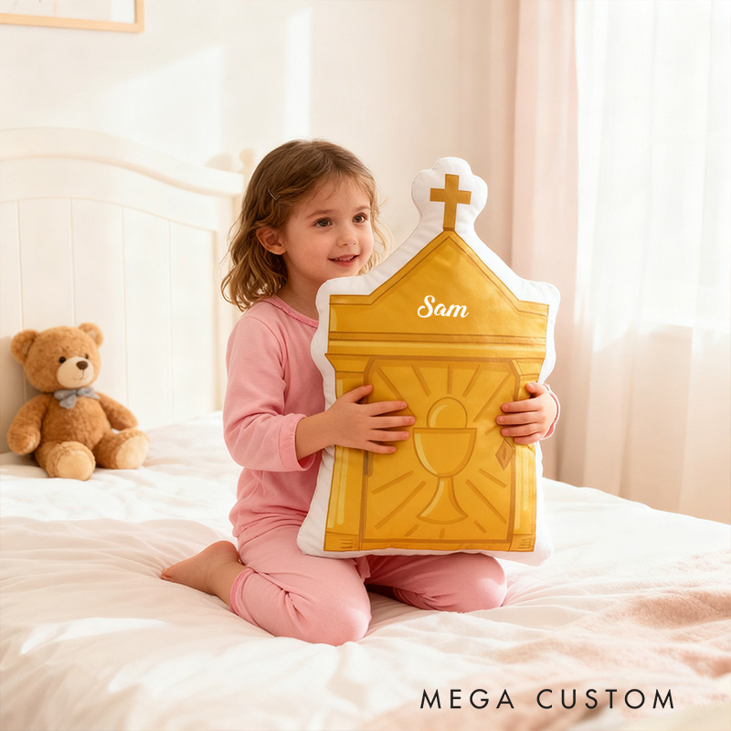 Personalized Tabernacle Pillow with Custom Name Home Decor Religious Pillow Catholic Gift Faith Gift Mass Pillow