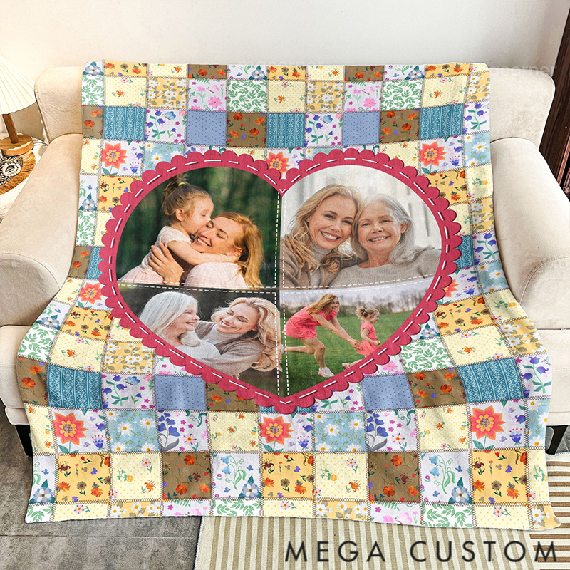 Personalized Family Each Patch Stitched with Love Photo Blanket