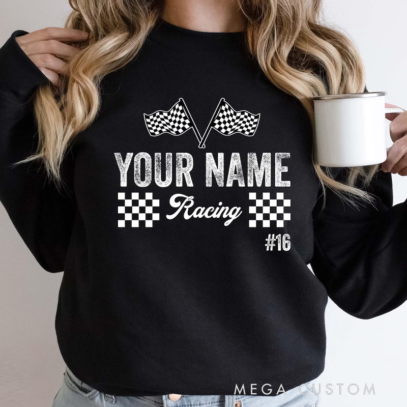 Personalized Cycling Race Sweatshirts with Number And Name Custom Racing Your Name Sweatshirts Gift for Race Lover Hoodie Riding Lovers