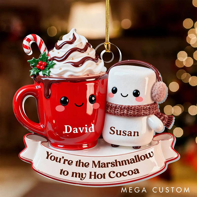 Personalized You Are The Marshmallow To My Hot Cocoa Couple Hot Cocoa Marshmallow Chrismas Tree Decoration with Names Chrismas Gift for Husband Wife