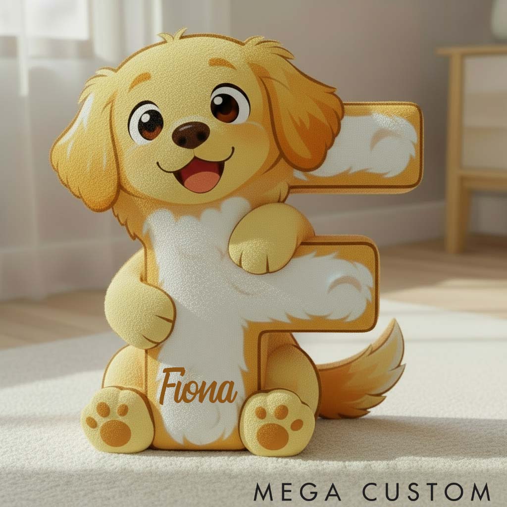 Personalized Dog Lover Golden Retriever Letter Pillow with Custom Name  Graphic 3D Print Pillow